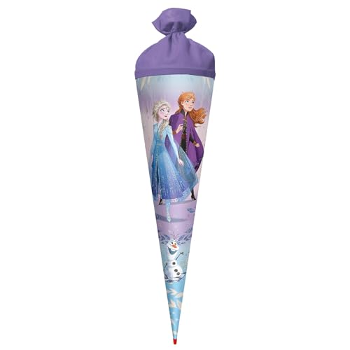 ROTH Schultüte groß Disney Frozen 70 cm - Glitter, rund, Filzverschluss, Rot(H)-Spitze - Zuckertüte Disney Frozen Schulanfang von ROTH