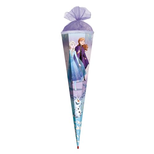 ROTH Schultüte groß Disney Frozen 85 cm - Glitter und Glitzerborte, 6-eckig, Tüllverschluss, ROT(H)-Spitze - Zuckertüte Disney Frozen Schulanfang von ROTH