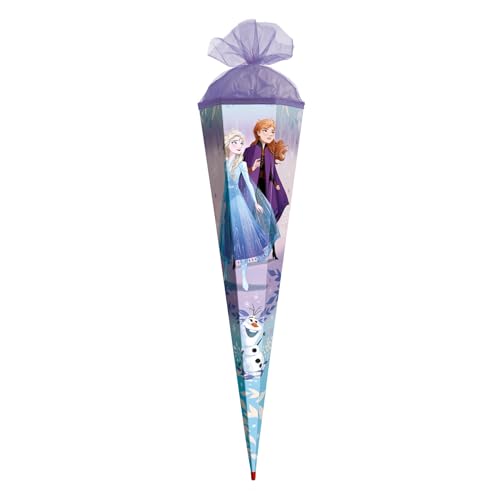 ROTH Schultüte groß Disney Frozen 85 cm - 6-eckig, Tüllverschluss, ROT(H)-Spitze - Zuckertüte Disney Frozen Schulanfang von ROTH