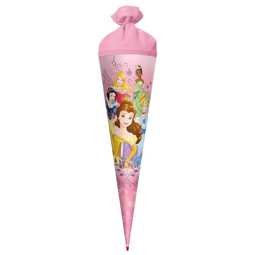 ROTH Schultüte groß Disney Princess 70 cm - Glitter, rund, Filzverschluss, ROT(H)-Spitze - Zuckertüte Disney Princess Schulanfang von ROTH