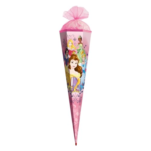 ROTH Schultüte groß Disney Princess 85 cm - Glitter, 6-eckig, Tüllverschluss, ROT(H)-Spitze - Zuckertüte Disney Princess Schulanfang von ROTH