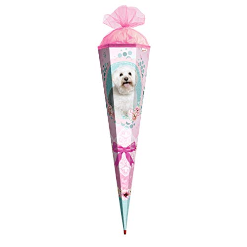 ROTH Schultüte groß Hündchen 85 cm - 6-eckig Rot(h)-Spitze Tüllverschluss - Zuckertüte Hund von ROTH