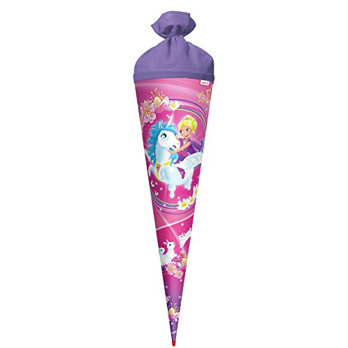 ROTH Schultüte groß Kuscheleinhorn 70 cm - rund Rot(h)-Spitze Filzverschluss - Zuckertüte von ROTH