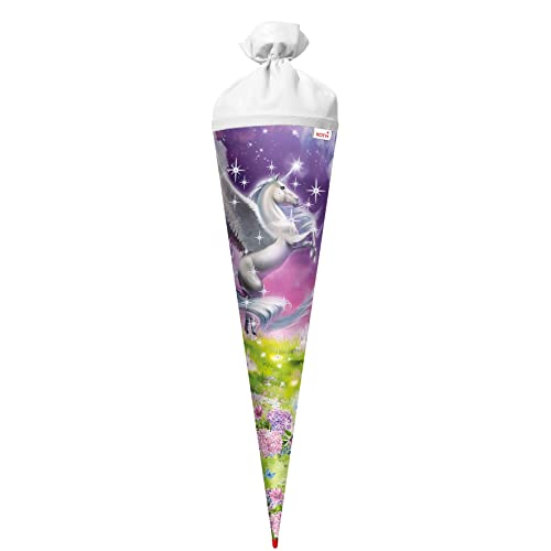 ROTH Schultüte groß Magic Pegasus mit Glitter 70 cm - rund Rot(h)-Spitze Filzverschluss - Zuckertüte Schulanfang von ROTH