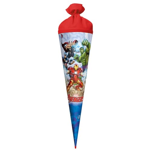 ROTH Schultüte groß Marvel Avengers 70 cm - rund, Filzverschluss, ROT(H)-Spitze - Zuckertüte Marvel Avengers Schulanfang von ROTH