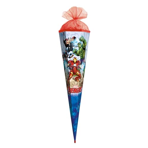 ROTH Schultüte groß Marvel Avengers 85 cm - 6-eckig, Tüllverschluss, ROT(H)-Spitze - Zuckertüte Marvel Avengers Schulanfang von ROTH