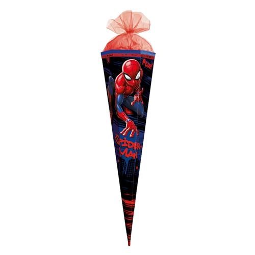 ROTH Schultüte groß Marvel Spiderman 85 cm - Spezialborte, 6-eckig, Tüllverschluss, ROT(H)-Spitze - Zuckertüte Marvel Spiderman Schulanfang von ROTH