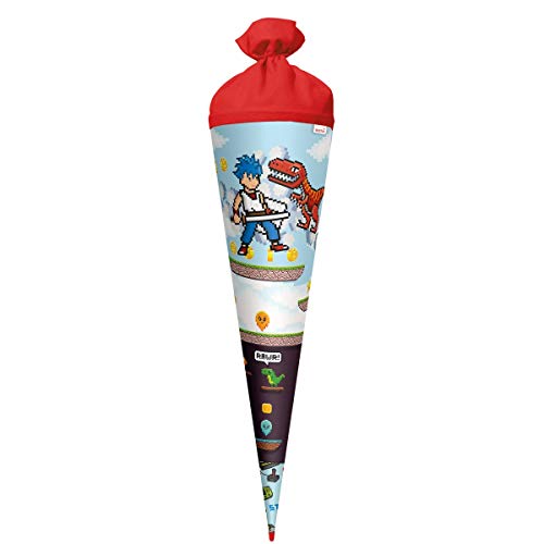 ROTH Schultüte groß Pixelcraft 70 cm - rund Rot(h)-Spitze Filzverschluss - Zuckertüte Held Ungeheuer von ROTH