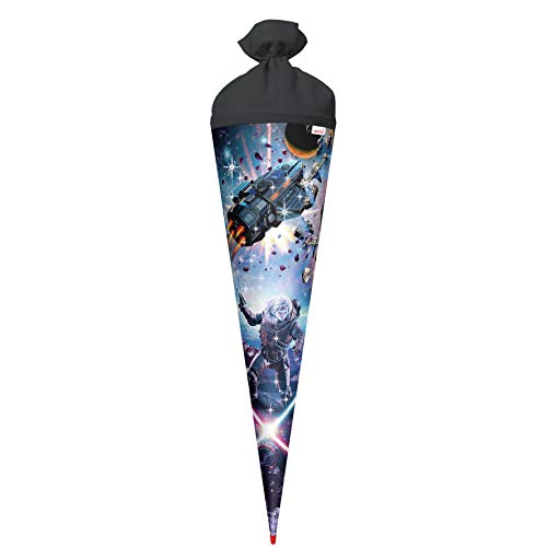 ROTH Schultüte groß Space Fighter 70 cm - Blauer Glitter - rund Rot(h)-Spitze Filzverschluss von ROTH