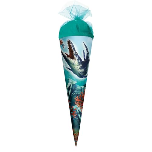 ROTH Schultüte klein Dino Mosasaurus 22 cm - rund,Tüllverschluss - Zuckertüte, Dino Mosasaurus, Schulanfang von ROTH