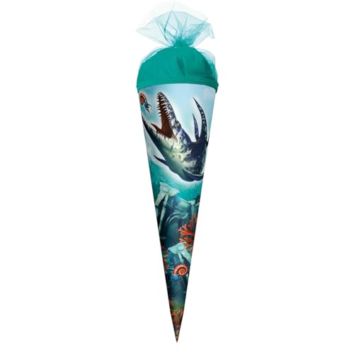 ROTH Schultüte klein Dino Mosasaurus50 cm - rund,Tüllverschluss - Zuckertüte, Dino Mosasaurus, Schulanfang ROTH Schultüte klein Dino Mosasaurus50 cm - rund,Tüllverschluss - Zuckertüte, Dino Mosasaurus, Schulanfang von ROTH