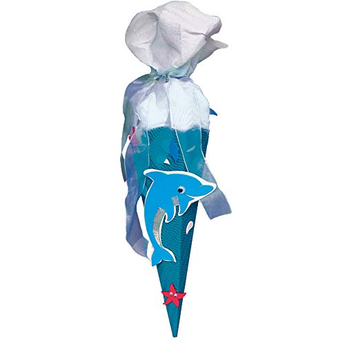 ROTH Schultüten-Bastelset Delfin für Geschwistertüte 40cm 6-eckig Kreppverschluss von ROTH