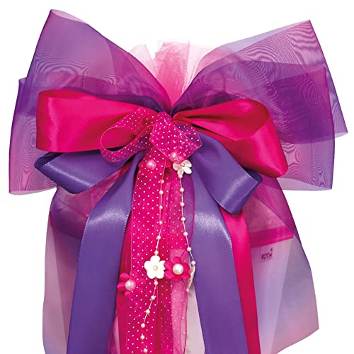 ROTH XXL Schultütenschleife Purple Blooming - fertig gebunden ca. 63 x 32 cm - Schulanfang-Schleife von ROTH