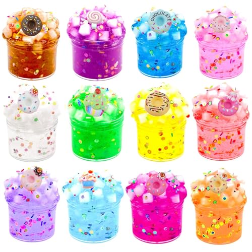 12 Stück Farbverlauf Rosa Slime Set, Clear Slime für Kinder, Jelly Cube Slime Kit, Schleim Sensor Spielzeug für Mädchen und Jungen, Geburtstag Halloween Weihnachten Geschenk für Mädchen & Jungen von ROTKUSZ