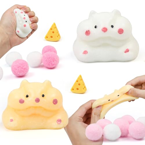 2 Stück Taba Squishy, Fufu Squishy, Hamster Squeeze Spielzeug, Silikon Anti Stress Spielzeug, Weiches Taba Hamster Quetschspielzeug, zum Konzentrieren, Angst Relief von ROTKUSZ