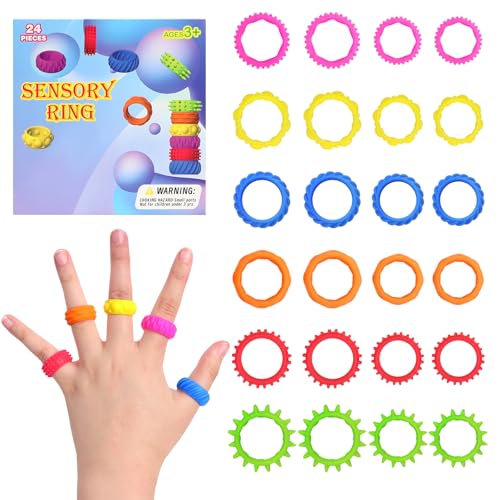 24 Stück Fidget Ringe Sensorisches, Sensorik Autismus für Spielzeug, Massageringe für Finger Akupressurring, Anxiety Ring Set Fidget Spielzeug für Kinder Erwachsene Mitgebsel Geburtstag Geschenke ADHD 24 Stück Fidget Ringe Sensorisches, Sensorik Autismus für Spielzeug, Massageringe für Finger Akupressurring, Anxiety Ring Set Fidget Spielzeug für Kinder Erwachsene Mitgebsel Geburtstag Geschenke ADHD von ROTKUSZ