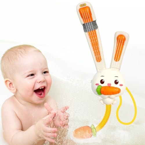 Kaninchen Badespielzeug mit 2 Duschköpfen, Elektrisches Spray Spielzeug mit Wiederaufladbaren Batterien, 3 Sprühmodi Badewannenspielzeug, Abnehmbar, Einziehbar, Geschenk für Kleinkinder Jungen Mädchen Kaninchen Badespielzeug mit 2 Duschköpfen, Elektrisches Spray Spielzeug mit Wiederaufladbaren Batterien, 3 Sprühmodi Badewannenspielzeug, Abnehmbar, Einziehbar, Geschenk für Kleinkinder Jungen Mädchen von ROTKUSZ