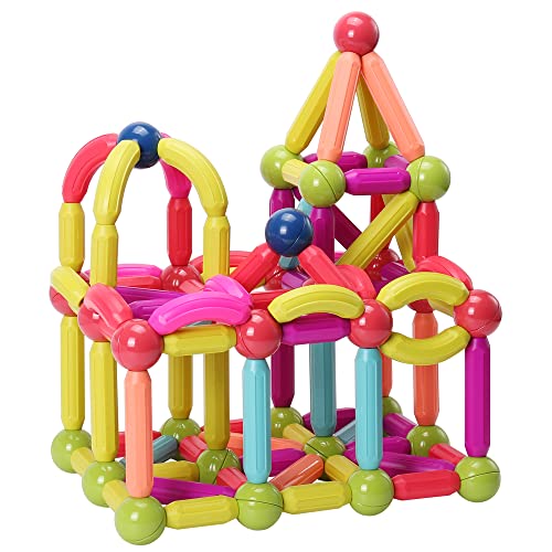 ROUSKY Magnetische Spielzeugbausteine Set,Magnet Building Sticks Set, Bausteine Fliesen, STEM Stapelspielzeug für Kind Alter 3+ (Mehrfarbig-42 PCS) von ROUSKY
