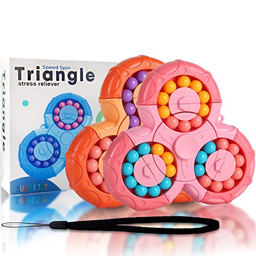ROUSKY 2PCS Pop Fidget Spinners - Sensorisches Spielzeug für autistische Kinder, Stressabbau und Angstabbau Handsensorisches Spielzeug (Orange + Pink) von ROUSKY