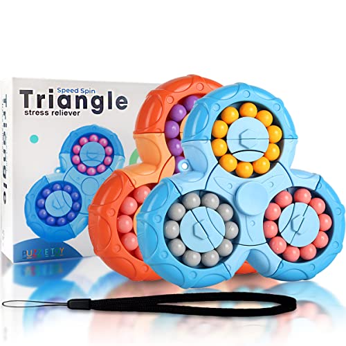 ROUSKY 2PCS Pop Fidget Spinners - Sensorisches Spielzeug für autistische Kinder, Stressabbau und Angstabbau Handsensorisches Spielzeug (Orange and Blue) von ROUSKY