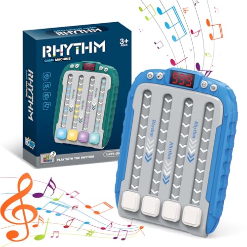 ROUSKY Rhythmus-Spielautomat für Kinder, Quick Push Popular Games Handheld-Puzzle-Spielkonsole mit Musik und Lichtern, Zappelspielspielzeug für Kinder im Alter von 3–12 Jahren (Blau) von ROUSKY