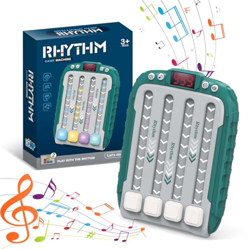 ROUSKY Rhythmus-Spielautomat für Kinder, Quick Push Popular Games Handheld-Puzzle-Spielkonsole mit Musik und Lichtern, Zappelspielspielzeug für Kinder im Alter von 3–12 Jahren (Grün) von ROUSKY
