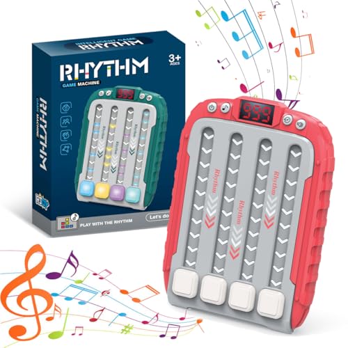 Rhythmus-Spielautomat für Kinder, Quick Push Popular Games Handheld-Puzzle-Spielkonsole mit Musik und Lichtern, Zappelspielspielzeug für Kinder im Alter von 3–12 Jahren (Rot) von ROUSKY