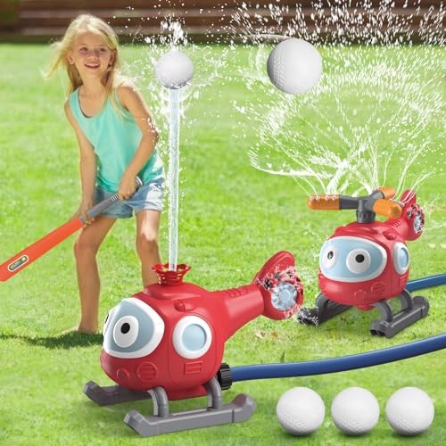 Wassersprinkler-Baseballspielzeug für Kinder, Schnecke/Hubschrauber-Sprinklerball-Set mit 2 Sprinklerköpfen, Outdoor-Spray, Wasserspielzeug für Hinterhof, Rasen, Garten, Sommer, Pool, Party, Spaß von ROUSKY