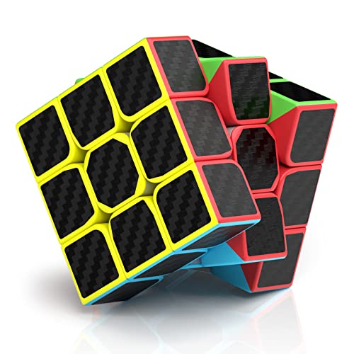 ROXENDA 3X3 Cube Kohlefaser 3X3X3 Speed Cube Super-haltbarer Aufkleber mit Lebhaften Farben (3x3x3) von ROXENDA