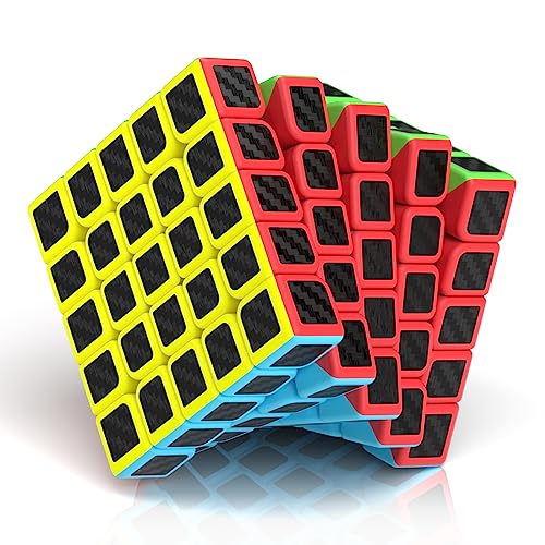 ROXENDA Zauberwürfel Kohlefaser Speed Würfel Super-haltbarer Aufkleber mit Lebhaften Farben (5x5x5) von ROXENDA