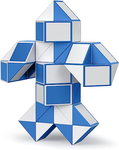 ROXENDA Magic Snake mit 60 Blöcke, Magische Schlange Würfel Twist Puzzle - 3D Fidget Knobelspiele Mitgebsel Kindergeburtstag für Kinder Erwachsene - 1 Pack (Blau) von ROXENDA