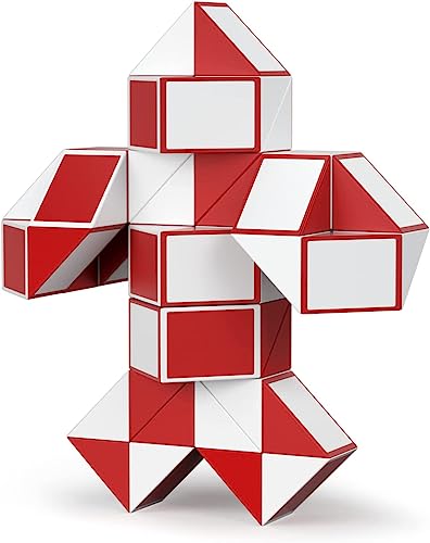 ROXENDA Magic Snake mit 60 Blöcke, Magische Schlange Würfel Twist Puzzle - 3D Fidget Knobelspiele Mitgebsel Kindergeburtstag für Kinder Erwachsene - 1 Pack (Rot) von ROXENDA