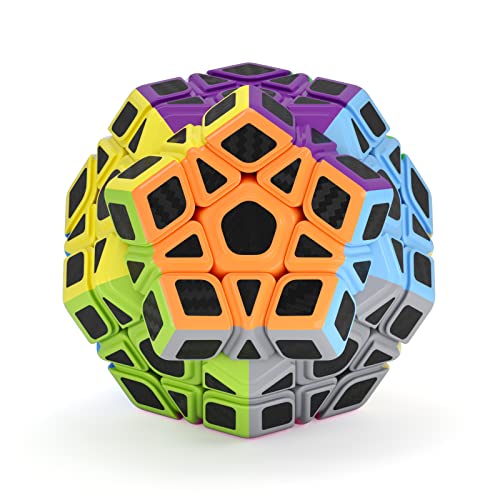 ROXENDA Dodekaeder Cube, Pentagon Speed Cube - Einfaches Drehen & Glatt Spiel & Lebendige Farben, Kohlefaser von ROXENDA
