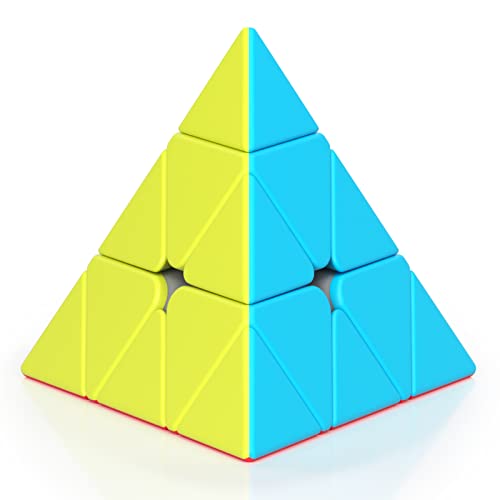 ROXENDA Pyramide Zauberwürfel 3x3x3 Dreieck Pyramide Speed Zauberwürfel - Stickerless Lebhafte Farben - noch Schneller als Original Pyramide von ROXENDA