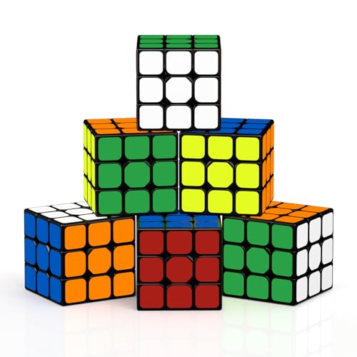 ROXENDA Cube 3x3 Set, Qihang W Speed Cube 56mm in Originalgröße, Einfaches Drehen & Glatt Spielen, [6er Pack] Puzzle Party Toy Super Geschenk für Kinder von ROXENDA
