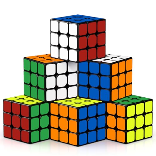 ROXENDA Cube 3x3 Set, Qihang W Speed Cube 56mm in Originalgröße, Einfaches Drehen & Glatt Spielen, [6er Pack] Puzzle Party Toy Super Geschenk für Kinder von ROXENDA