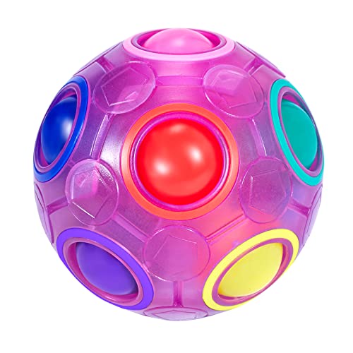 ROXENDA Regenbogenball, Knobelspiel Zauberball - Fidget Ball Geschicklichkeitsspiel für Kinder, Erwachsene, Mädchen & Jungen ab 6 Jahren (Violett) von ROXENDA