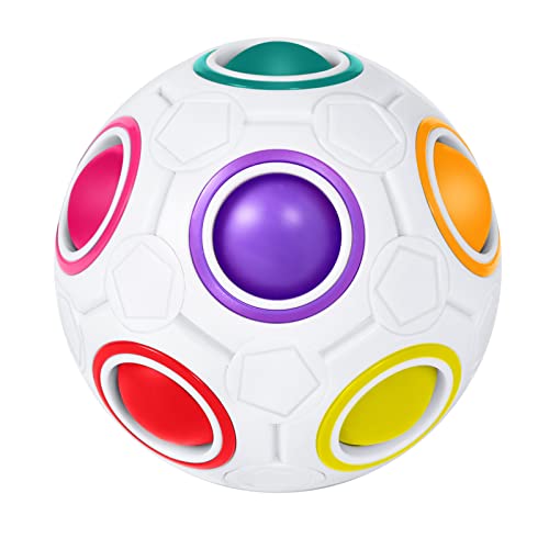 ROXENDA Regenbogenball Knobelspiel Zauberball - Fidget Ball Geschicklichkeitsspiel für Kinder, Erwachsene, Mädchen & Jungen ab 6 Jahren (Weiß) von ROXENDA