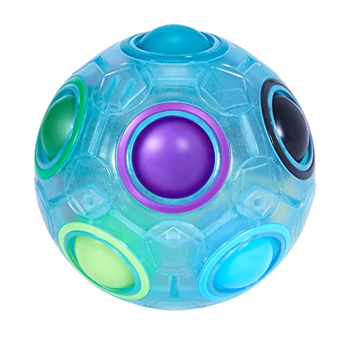 ROXENDA Regenbogenball, Knobelspiel Zauberball - Fidget Ball Geschicklichkeitsspiel für Kinder, Erwachsene, Mädchen & Jungen ab 6 Jahren (Blau) von ROXENDA