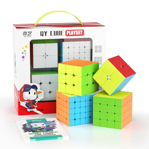 ROXENDA Zauberwürfel Set, Speed Cube Set mit 2x2 3x3 4x4 5x5 Zauberwürfel mit Geschenkbox, Geheimes Tutorial für Speedcube, Stickerless von ROXENDA