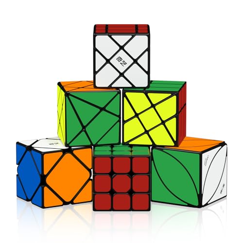 ROXENDA Zauberwürfel Set Windmill Fisher Skewb Ivy Axis 3x3 Speed Cube Set Irregulär Sammlung Puzzles für Kinder und Erwachsene, [6er Pack] von ROXENDA