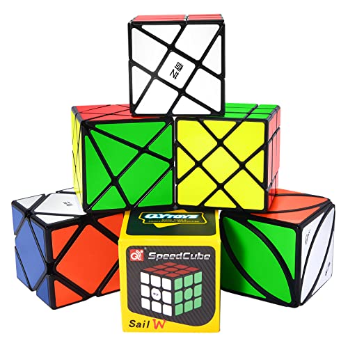 ROXENDA Zauberwürfel Set Windmill Fisher Skewb Ivy Axis 3x3 Speed Cube Set Irregulär Sammlung Puzzles für Kinder und Erwachsene, [6er Pack] von ROXENDA