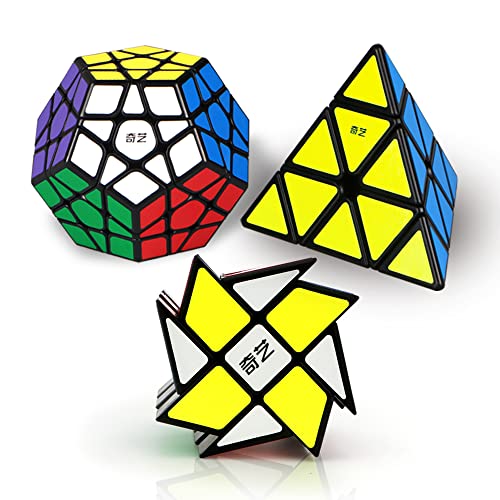 ROXENDA Zauberwürfel Set, Pyramide Dodekaeder Windmill Speed Würfel - Magic Puzzle Cube Kollektion für Kinder & Erwachsene [3 Pack] von ROXENDA