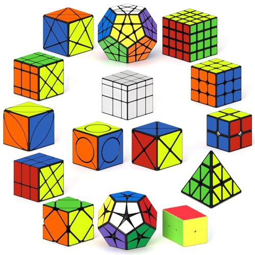 ROXENDA Zauberwürfel Set 2X2 3X3X3 2X2X3 4X4X4Pyramide Dodekaeder Skew Axis Windmill Fisher Ivy Speed Würfel Set ür Kinder und Erwachsene, [15er Pack] von ROXENDA