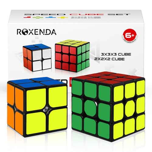 Roxenda Zauberwürfel Set, Speed Cube Set mit 2x2 3x3 Zauberwürfel, Aufkleber Cube von ROXENDA