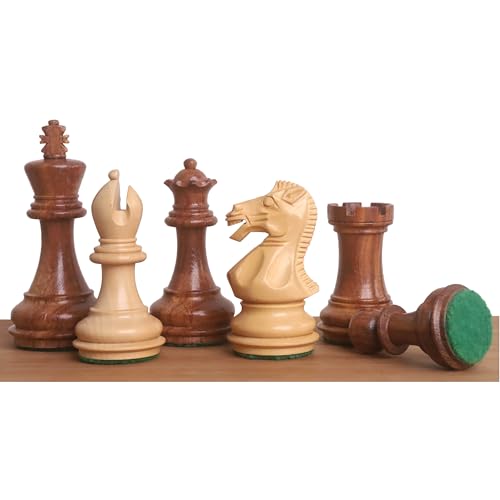 RoyalChessMall Staunton Schachset, 7,9 cm, abgeschrägter Boden, nur Schachfiguren, gewichtetes goldenes Palisander von Royal Chess Mall