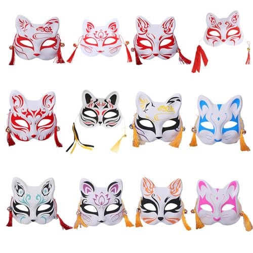 ROYJJ Anime Foxes Handbemalte japanische Halbgesichts-Festival-Ball Kitsune Cosplay japanischer Stil Glühwürmchen bemalter Fuchs Halbgesichtsmaske ROYJJ Anime Foxes Handbemalte japanische Halbgesichts-Festival-Ball Kitsune Cosplay japanischer Stil Glühwürmchen bemalter Fuchs Halbgesichtsmaske von ROYJJ