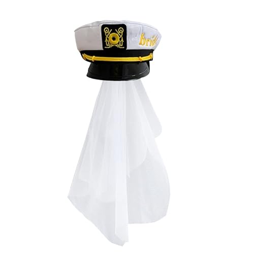 ROYJJ Kapitän Yacht Matrosenhut mit Brautschleier verstellbar Meer Marine Kostüm Zubehör für Braut Party Supplies ROYJJ Kapitän Yacht Matrosenhut mit Brautschleier verstellbar Meer Marine Kostüm Zubehör für Braut Party Supplies von ROYJJ