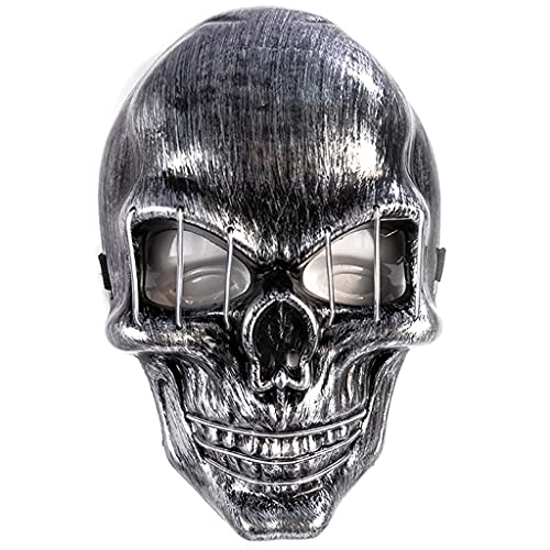 ROYJJ Totenkopf-Form, kaltes Licht, Gesichtsabdeckung, leuchtend, Halloween-Spoof, Streichspielzeug, Power mit Schalter, Requisite, Totenkopf, Halloween-Kostüm mit Lichtern, beweglicher Kiefer für von ROYJJ