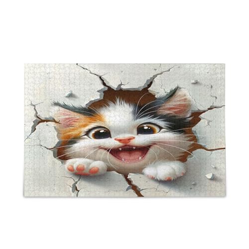A Naughty Cat Erwachsene Puzzles 500 Teile, Holzpuzzles Erwachsene, Puzzles für Familie von RPLIFE
